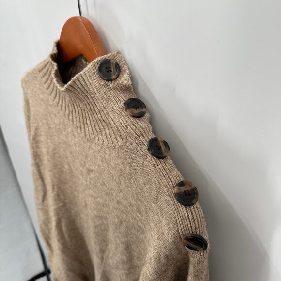 Anthropologie Margairta Tan Button Mock Neck Tunic Sweater // XS - Picture 5 of 10
